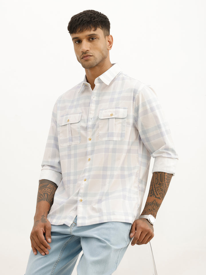 Classic Regular Fit Checkered Shirt | Blue