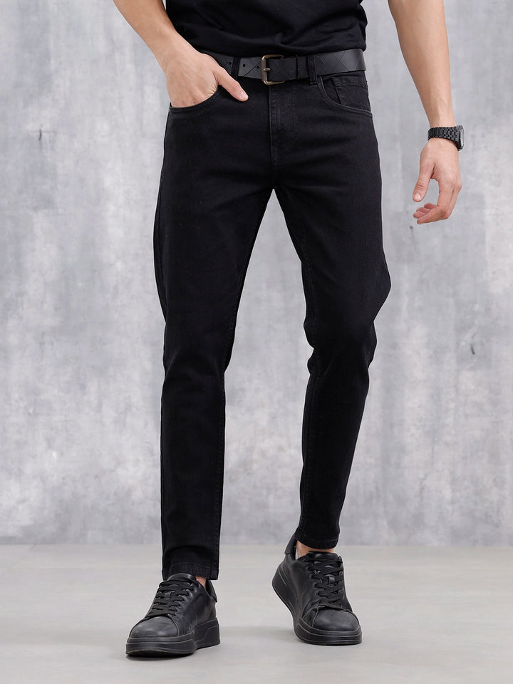 Men Casual Skinny Crop Jeans | Black