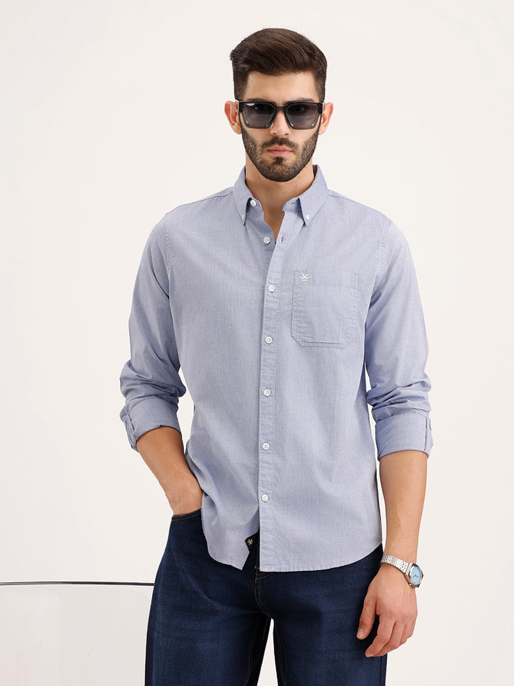 Regular Fit 100% Cotton Shirt | Blue