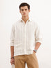 Comfort Fit Textured Striped Shirt  | Off White