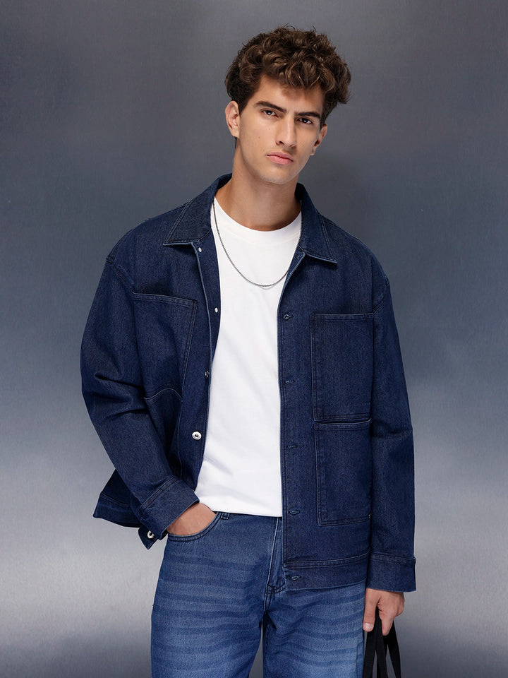 Indigo Structured Overshirt | Blue