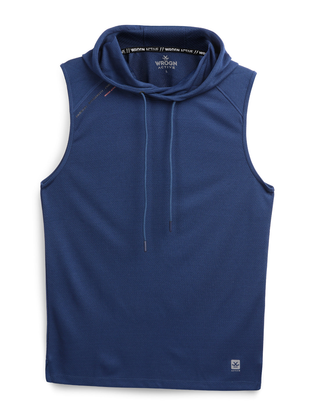 Blue Sleeveless Hooded T-Shirt