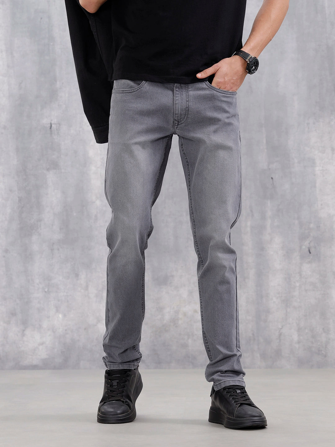 Mid Wash Casual Slim Fit Jeans | Grey