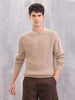 Comfort Fit Rib Sweater With Collar I Beige