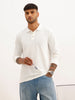 Solid Slim Fit Full Sleeve Polo T-Shirt | Off White