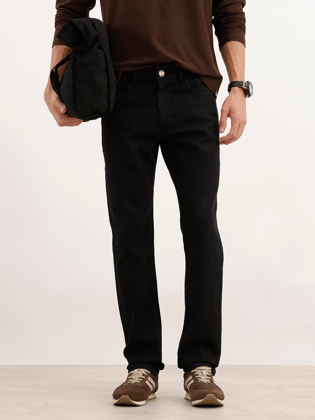 Solid Slim Fit Denim Jeans | Black
