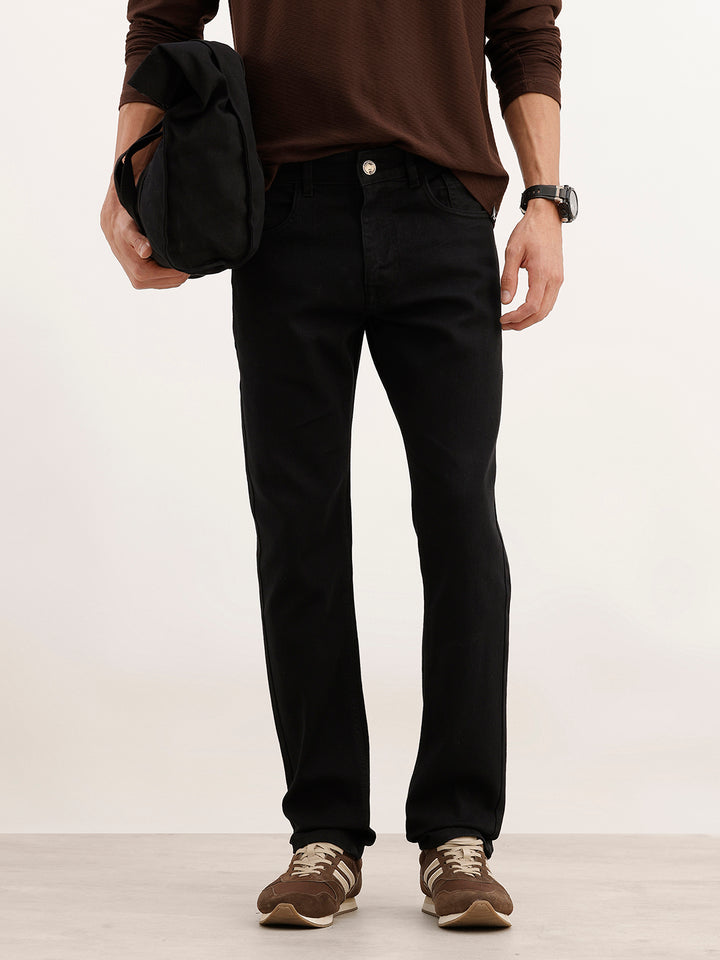 Solid Slim Fit Denim Jeans | Black