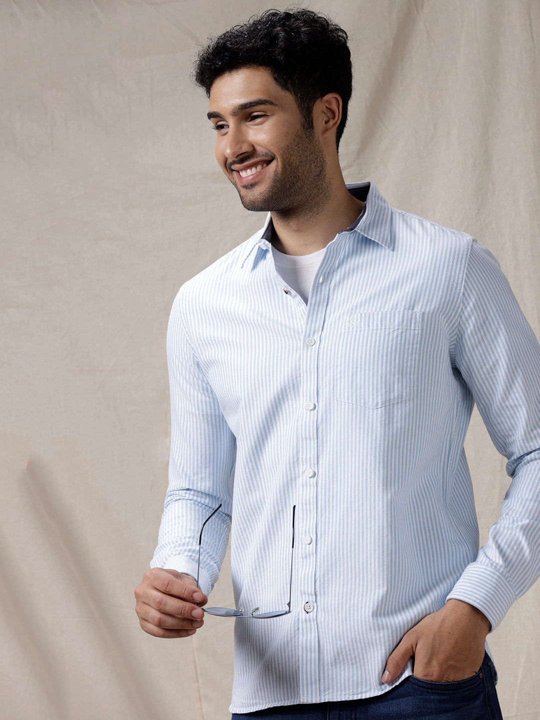 Powder Blue Striped Shirt