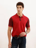 Slim Fit Panel Printed Polo T-Shirt | Rust