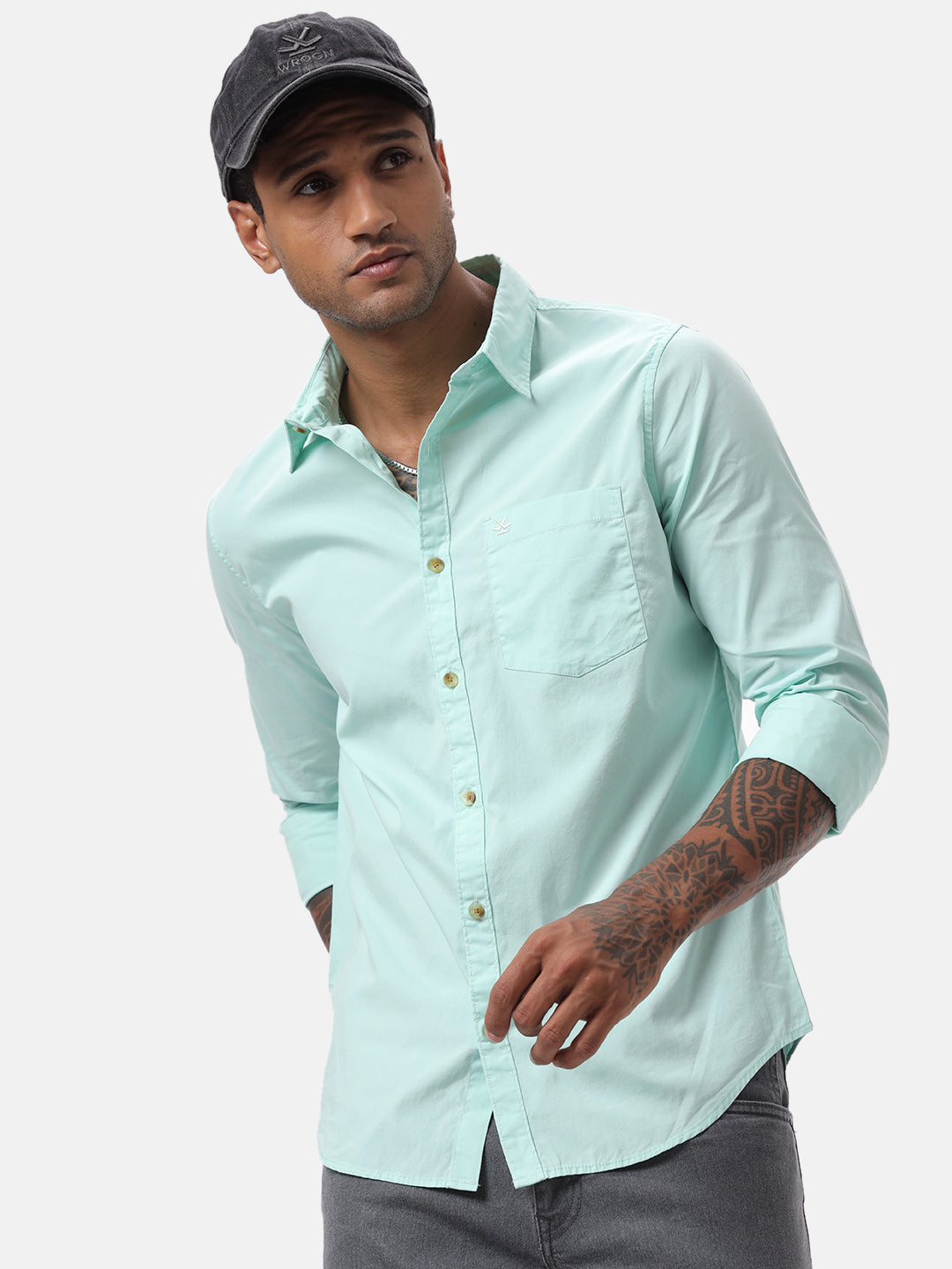 Mint Poplin Casual Shirt