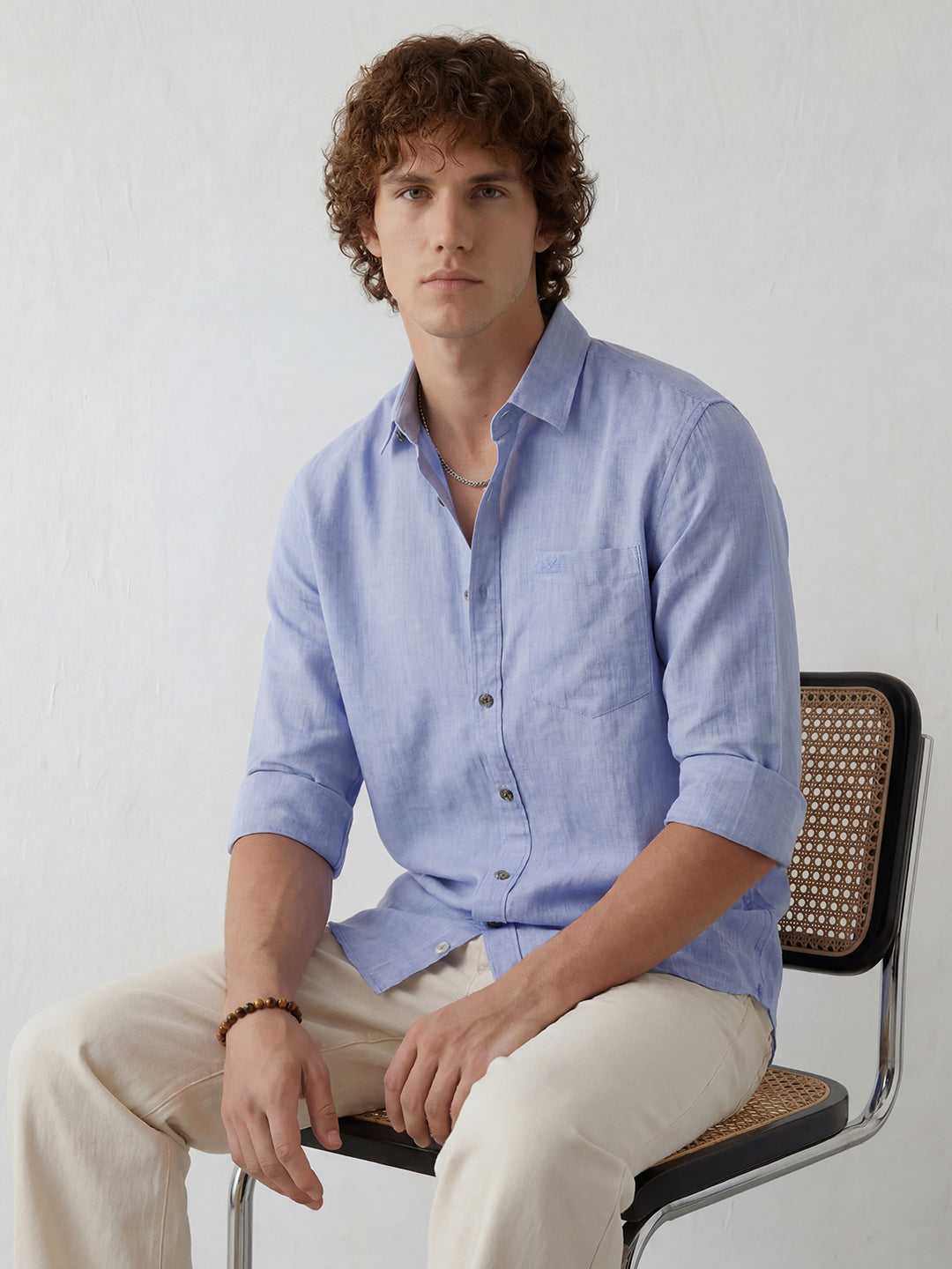 Solid Regular Fit Full Sleeve Shirt | Blue