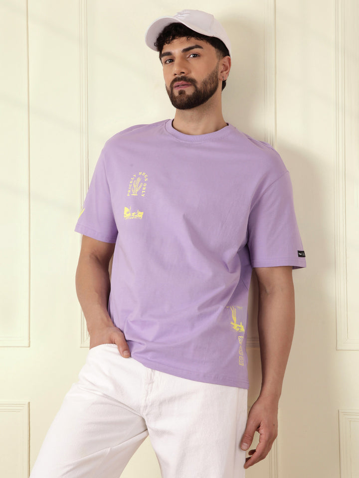 Elite Purple Printed Oversized T-Shirt