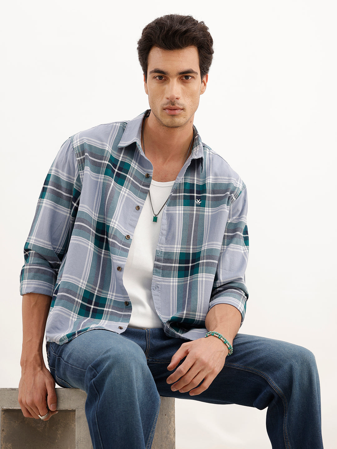Comfort Fit Full Sleeve Checkered Shirt | Green
