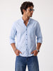 Solid Slim Fit Mandrin Collar Shirt | Blue