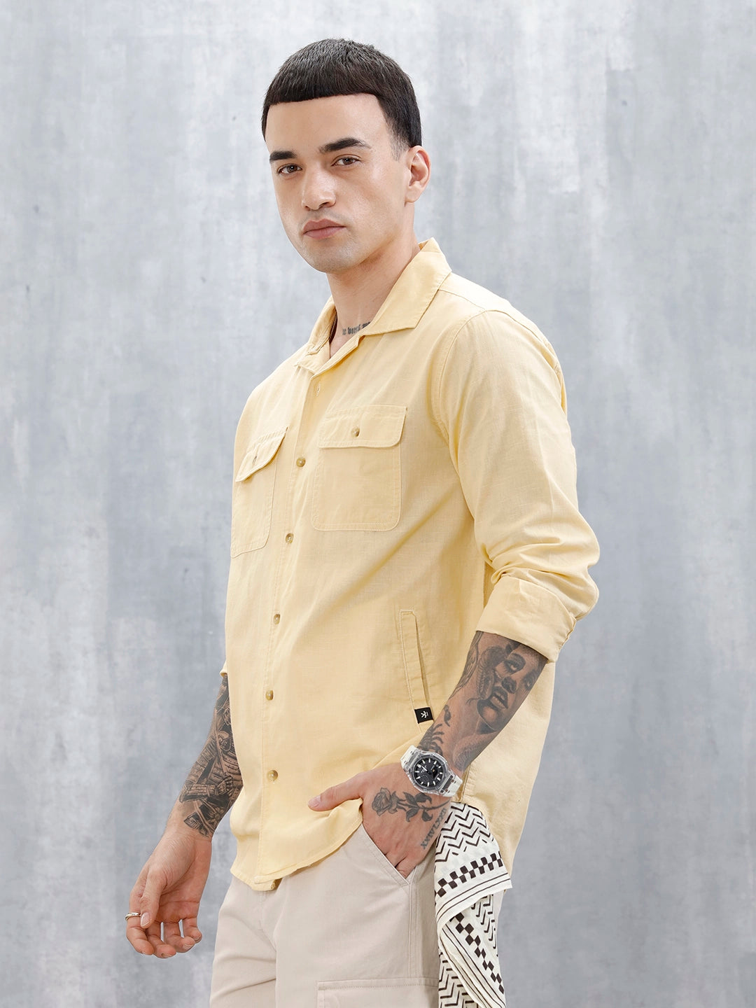 Wrogn Regular Fit Casual Shirt For Men's | Beige