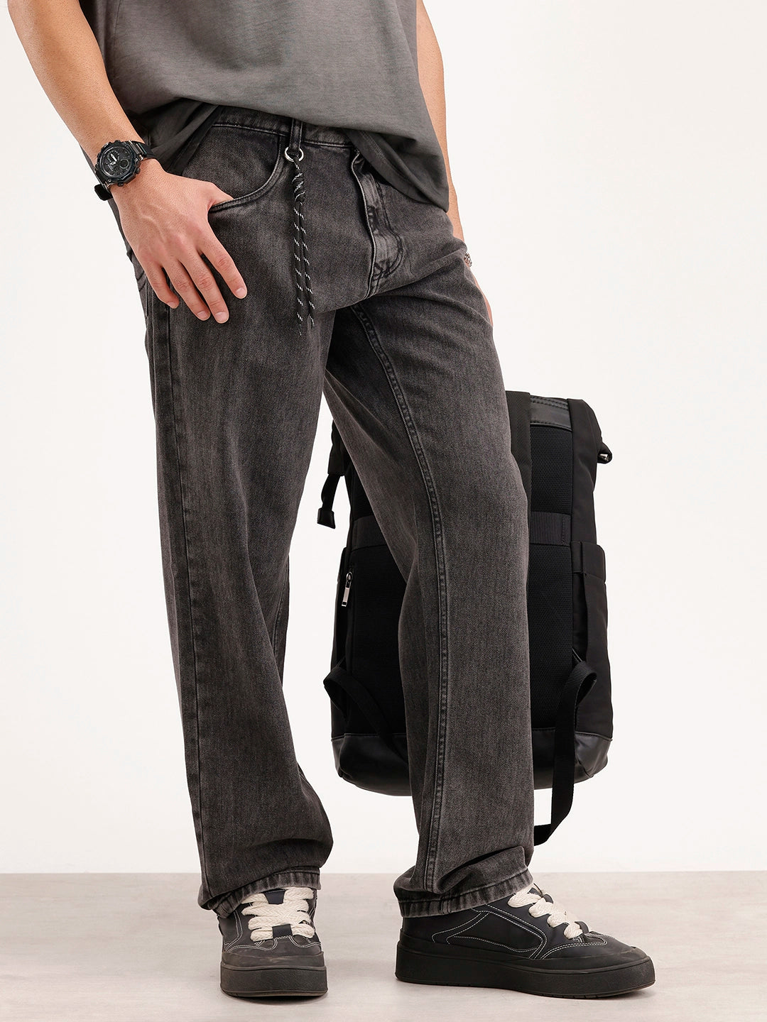 Anti Fit Light Faded Denim Jeans | Dark Grey