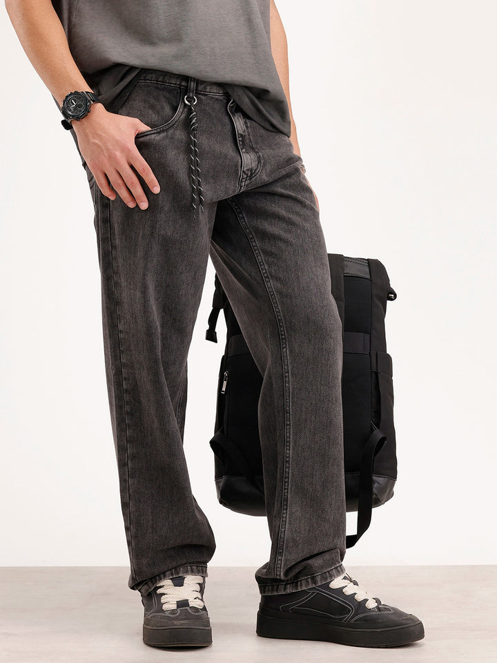 Anti Fit Light Faded Denim Jeans | Dark Grey