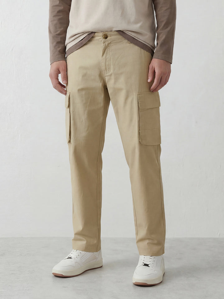 Men's casual cargo loose fit trousers | Beige