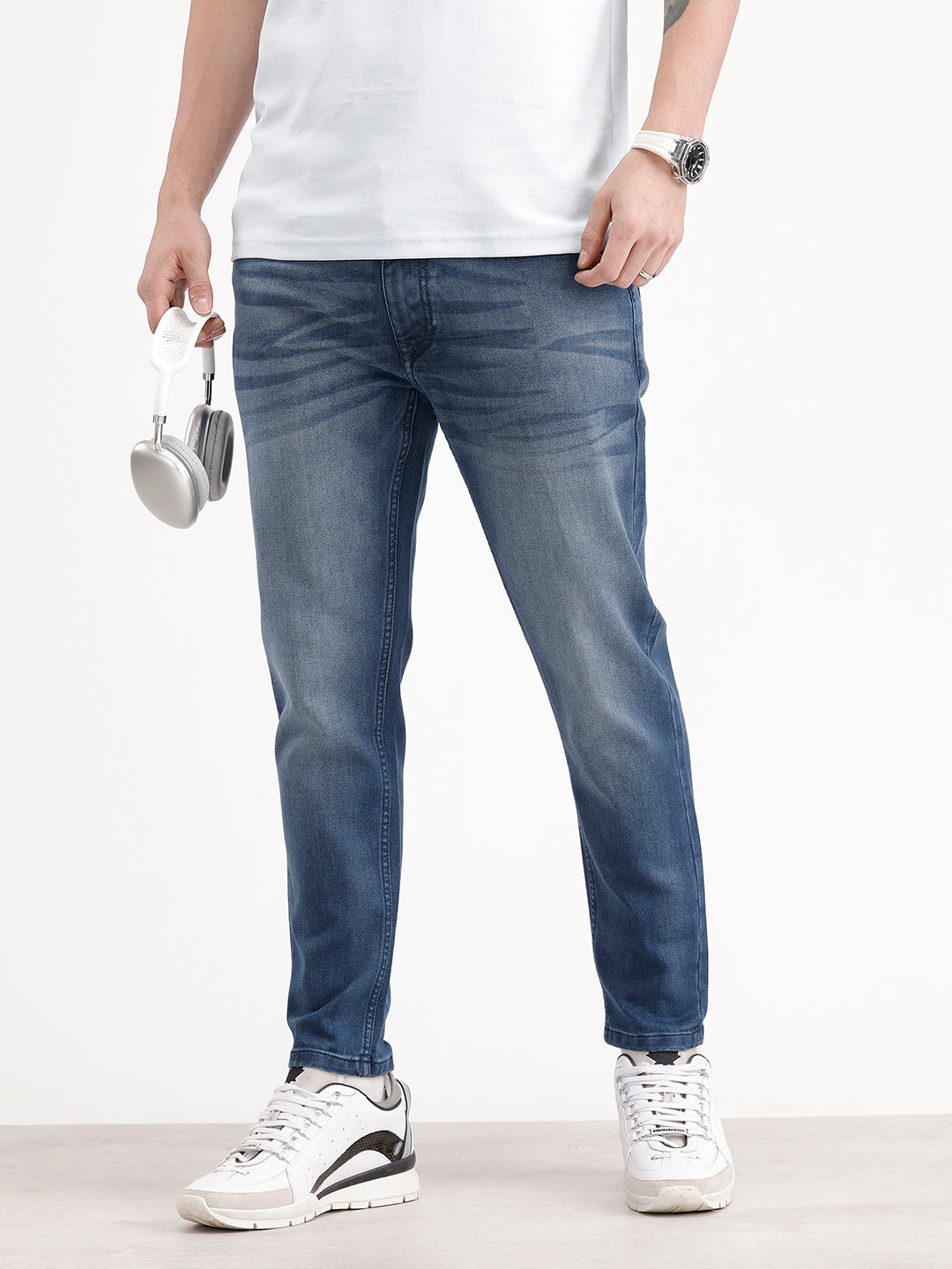 Skinny Cropped Washed Denim Jeans | Blue