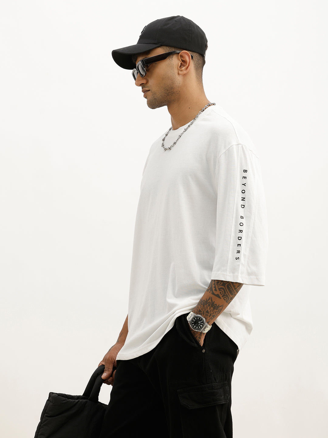 Classic Placement Printed 3/4 T-Shirt | White