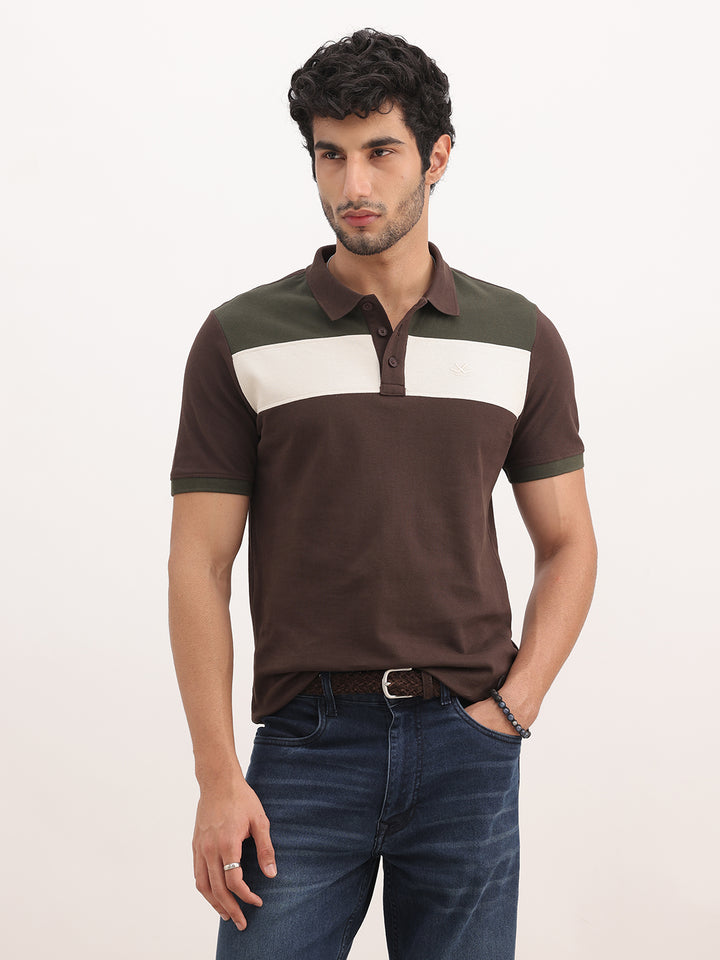 Classic Slim Fit Cut & Sew Polo T-Shirt | Brown