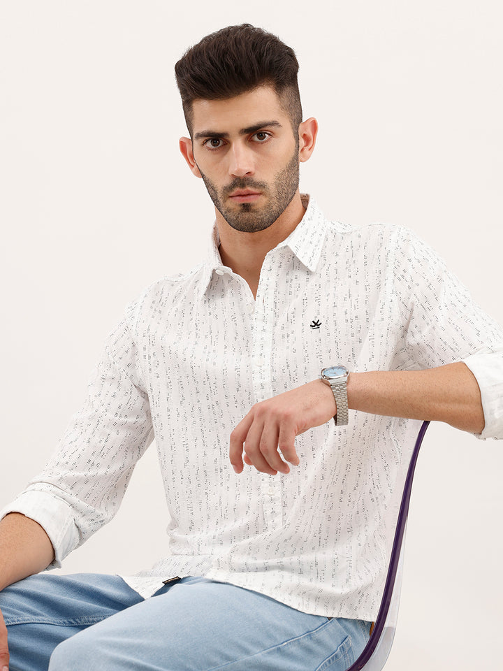Slim Fit AOP Shirt | White