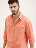 Oversized Solid Double Pocket Shirt | Peach