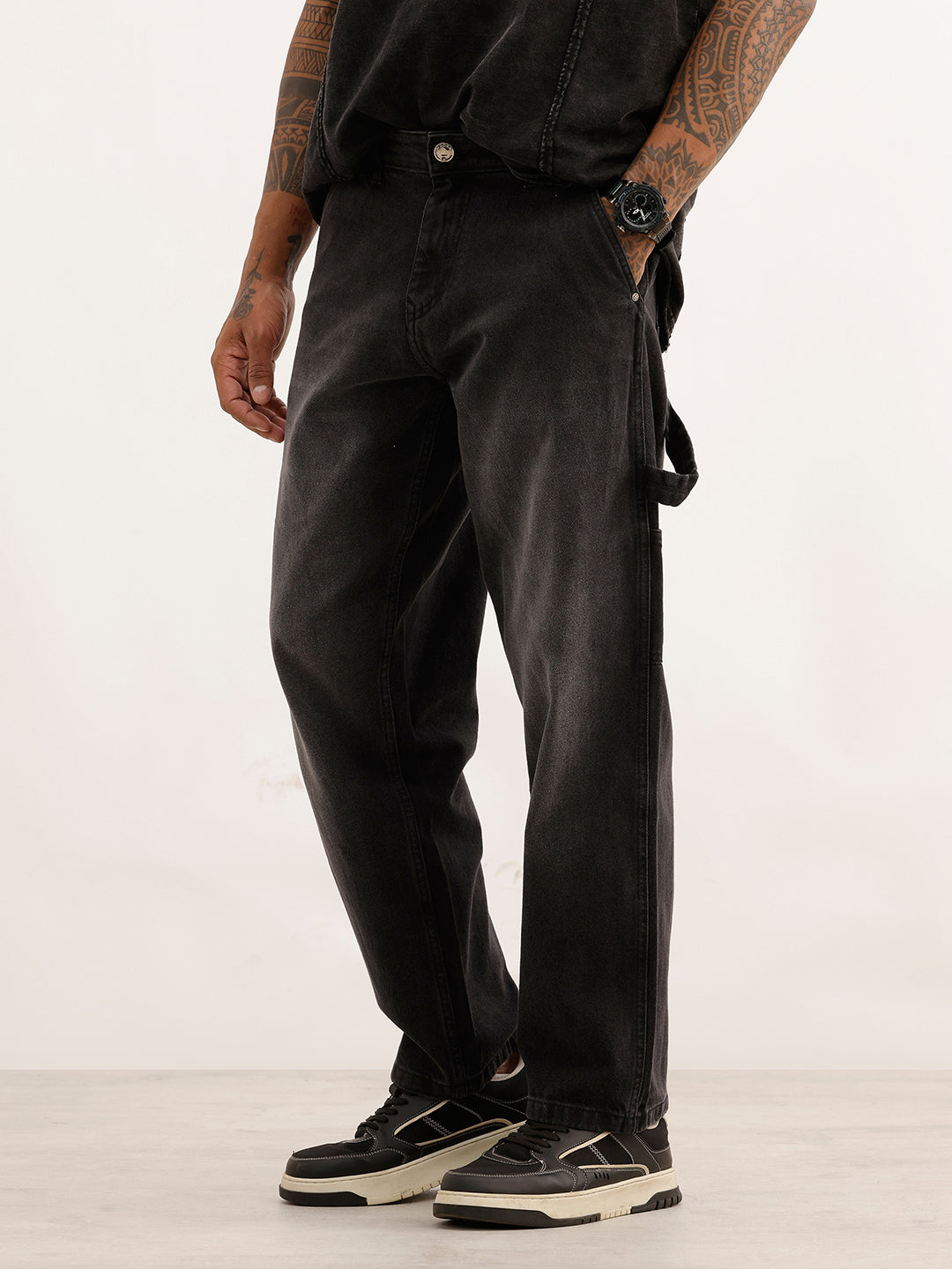 Loose Fit Carpenter Denim Jeans | Dark Grey