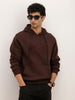 Solid Flock Printed Hooded Sweatshirt | Brown
