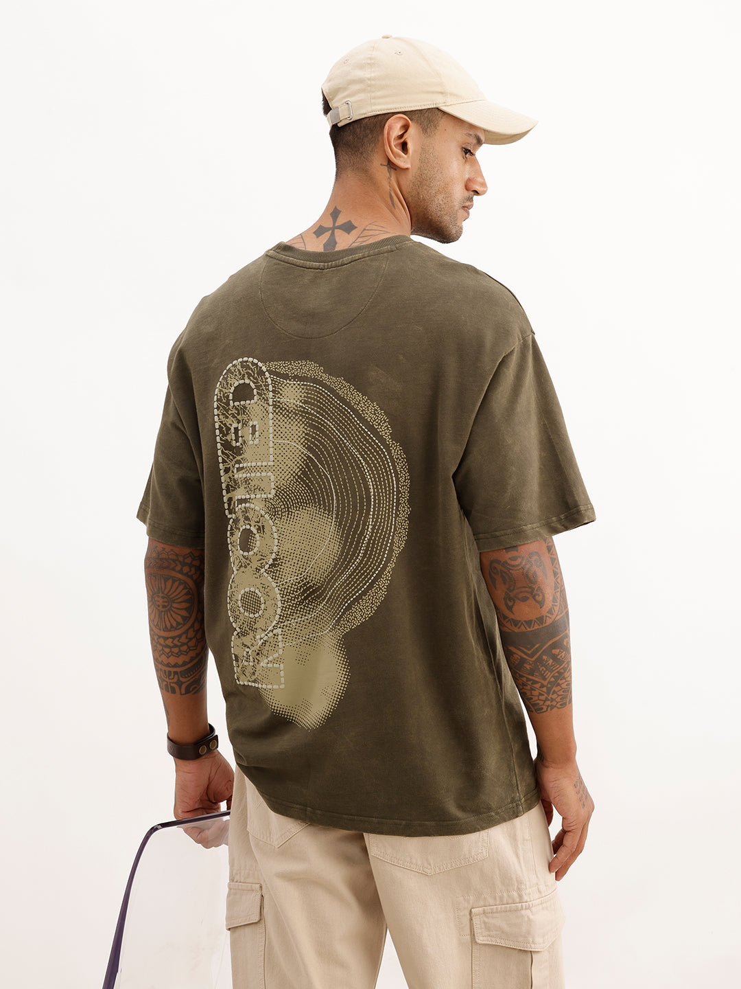 Oversized Back Printed T-Shirt | Olive