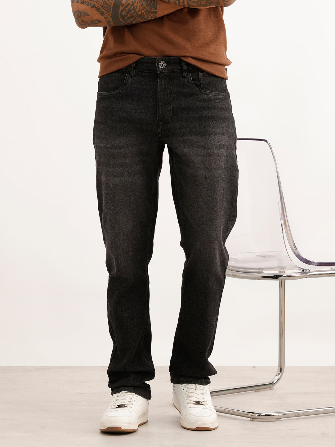 Faded Straight Fit Denim Jeans | Dark Grey | WJN0200SR2013S