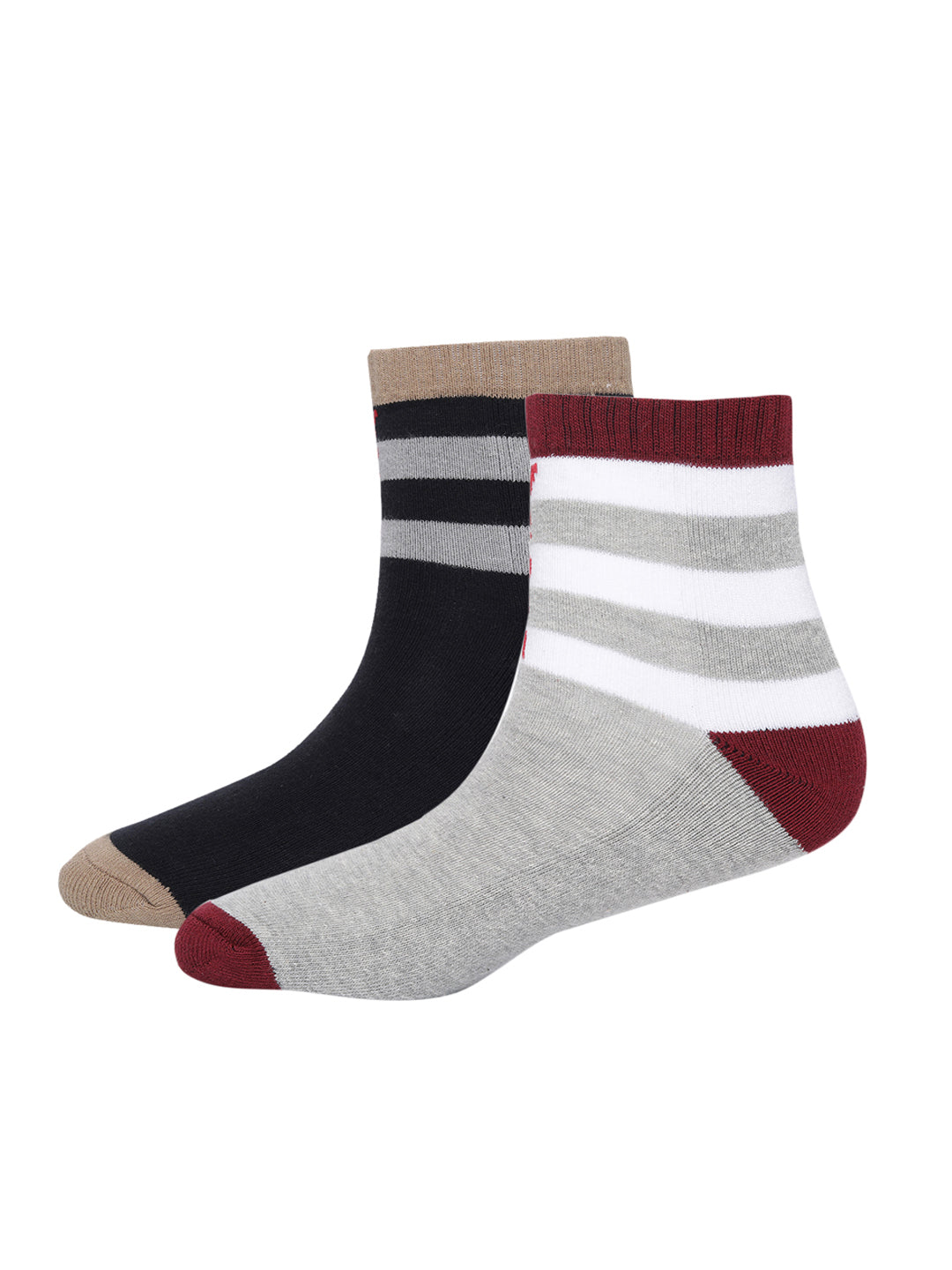 Bold Stretch Black & Grey Ankle Socks Pack of 2