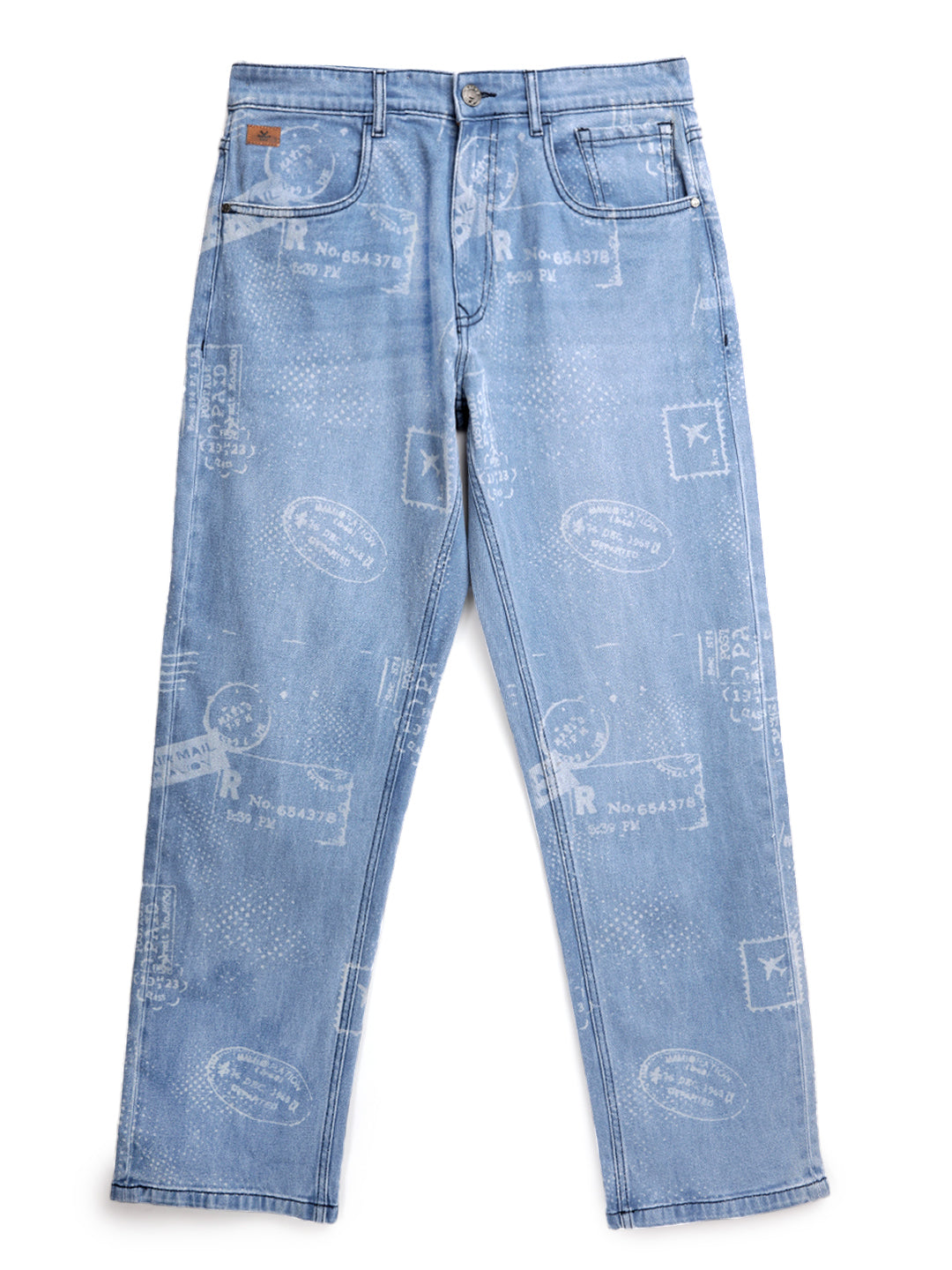 Printed Blue Casual Jeans