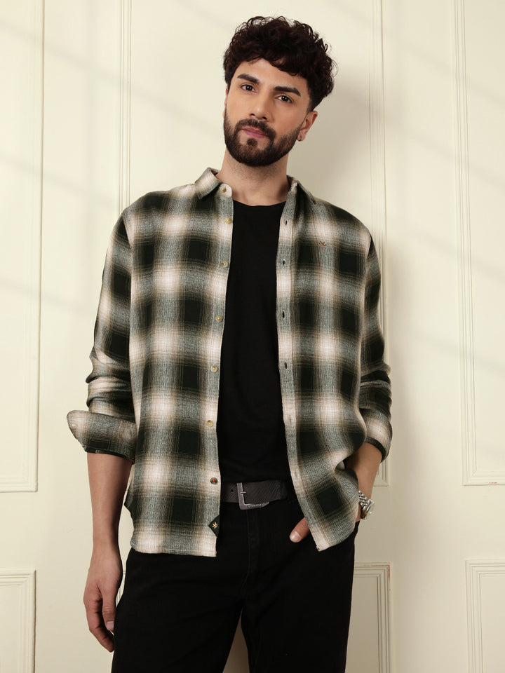 Shadow Checked Cotton Shirt | Black