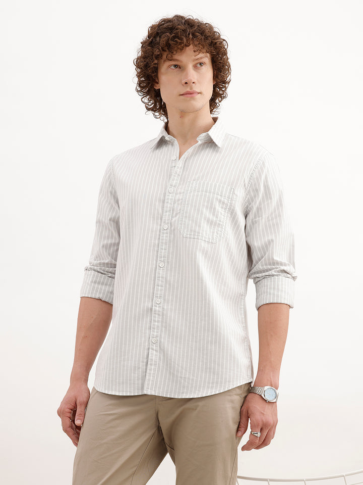 Classic Slim Fit Striped Shirt | Grey