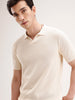 Slim Fit Flat Knit Polo T-Shirt | Beige