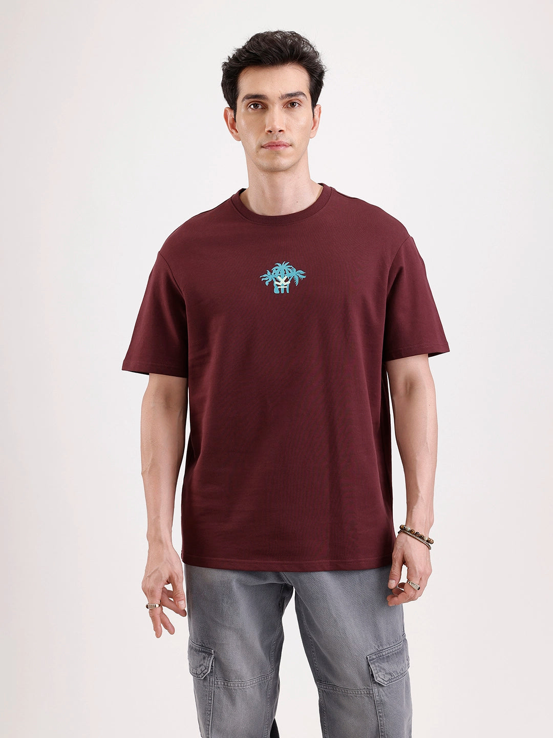 Classic Printed Patch T-Shirt   |  Maroon