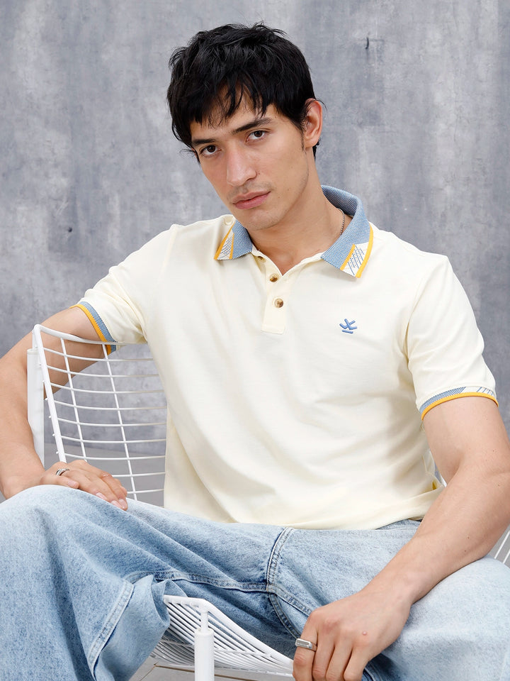 Polo T-Shirt With Contrast Collar | Yellow