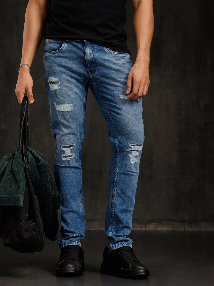 Heavy Fade Distressed Jeans | Blue