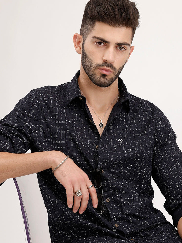 Regular Fit AOP Shirt | Black