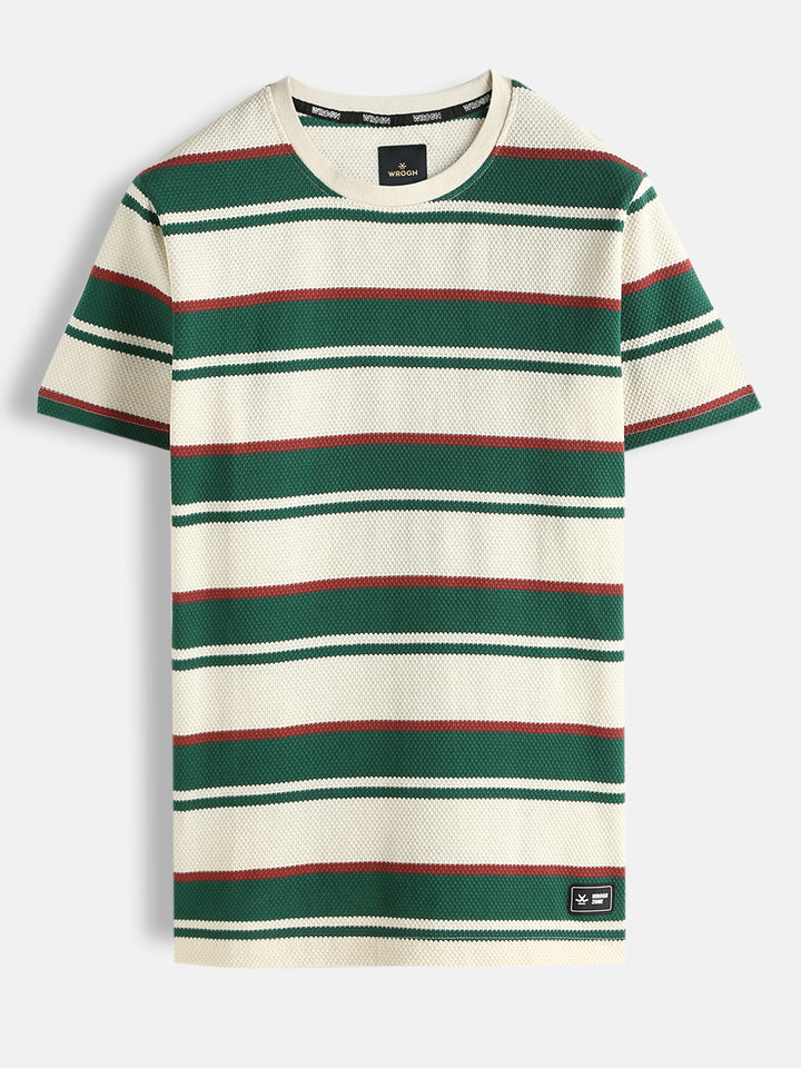 Casual Stripes Slim Fit T-Shirt | Off White