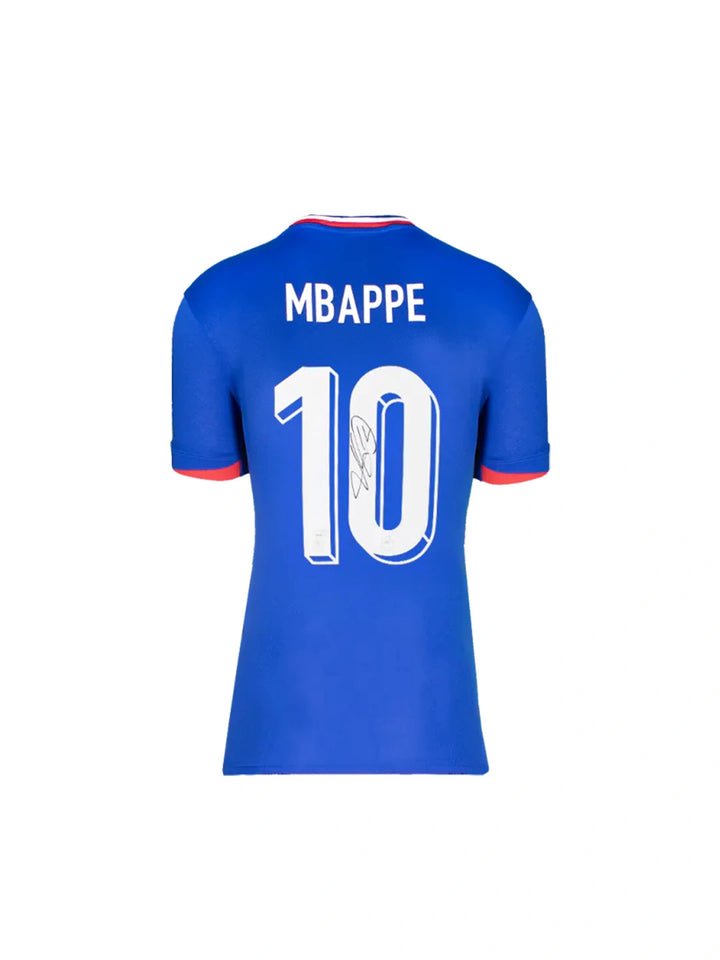 Kylian Mbappe Official 2026 FIFA World Cup‚Ñ¢ Back Signed and Framed France 2024 Home Shirt | I5156FWC2026F