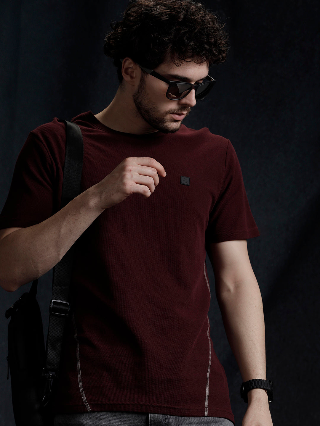 Solid Stitch Casual T-Shirt