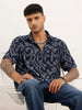 Classic Comfort Fit Jacquard Shirt | Navy Blue