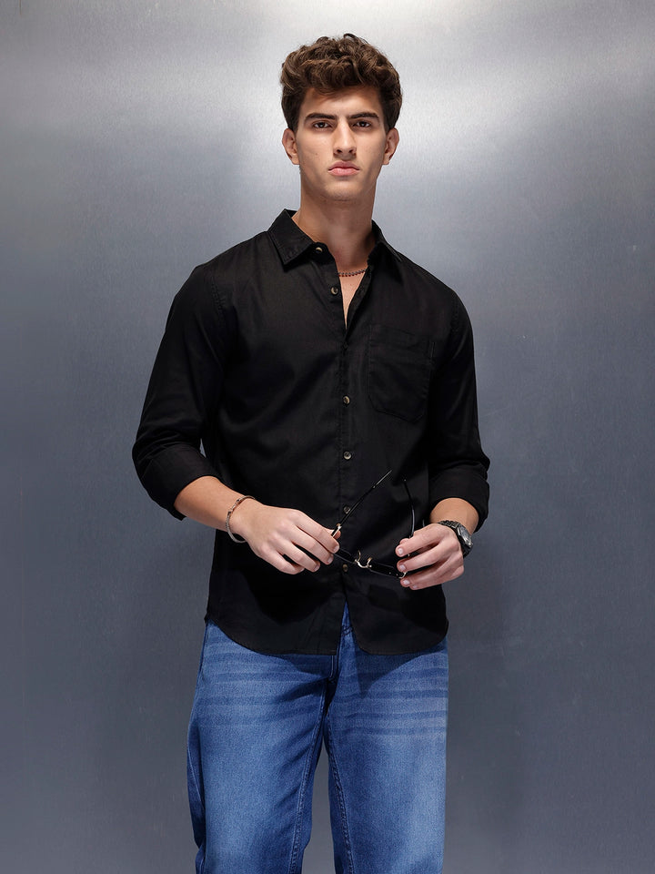 black jeans black dress shirt Mens Formal Combo Blackship.in Western shirt Regular fit Western yokes Rounded hem Wear as a shirt or light overshirt Construction 10 Black Shirt Outfit Ideas