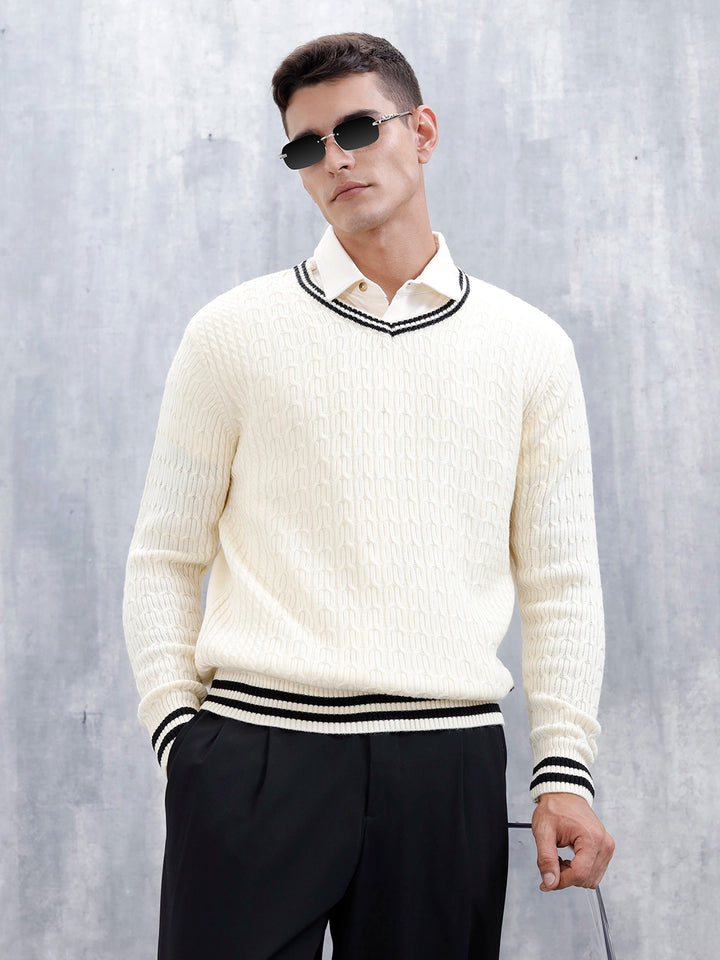 Men's Slim Fit Pullover | White