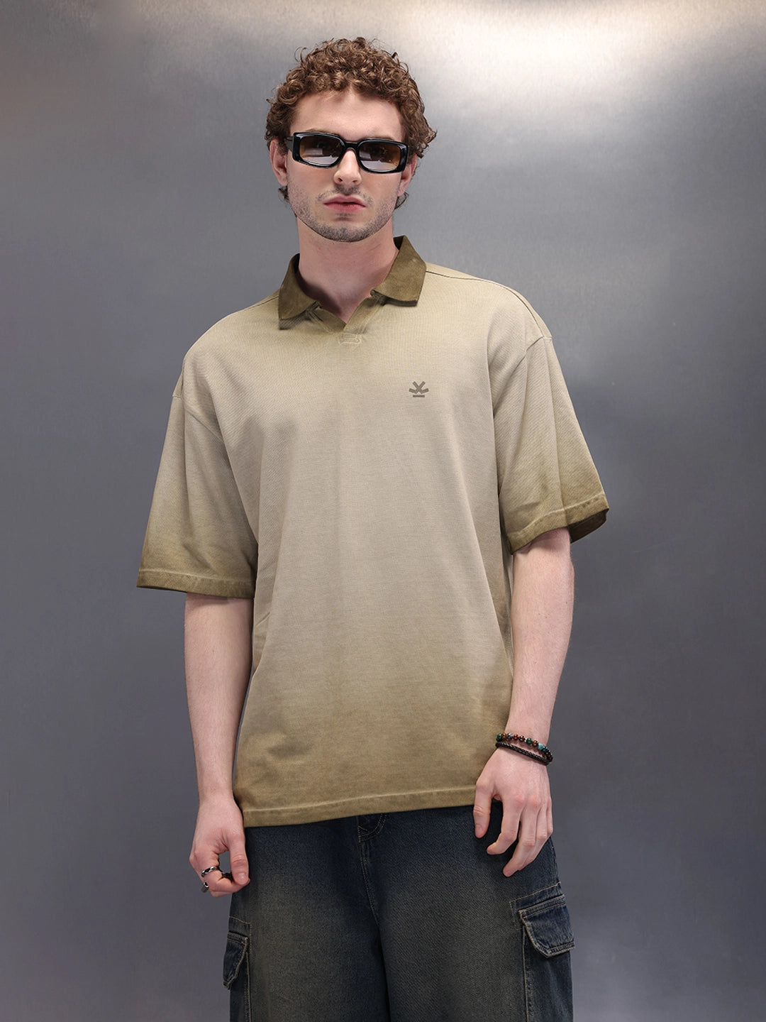 Pure Cotton Oversized Polo T-Shirt | Khaki