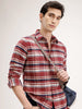 Slim Fit Checkered Shirt | Maroon