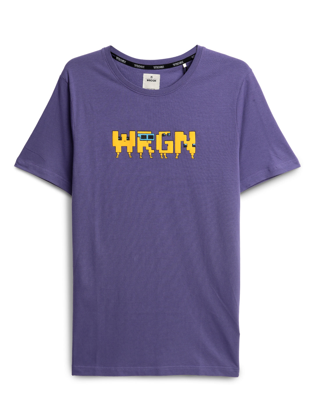 Wrogn Pixel Printed Purple T-Shirt