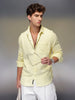 Solid Textured Full Sleeve Shirt   |  Yellow